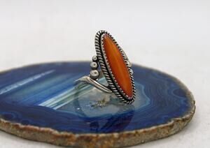 Wheeler Manufacturing Sterling Silver Orange Agate Ring